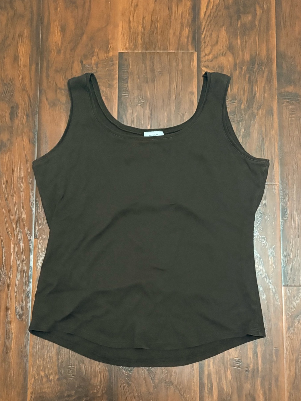 Ann Taylor LOFT Brown Cotton Scoop Neck Tank Top Size L